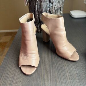 Via Spiga Leather Peep-Toe Heeled Sandals